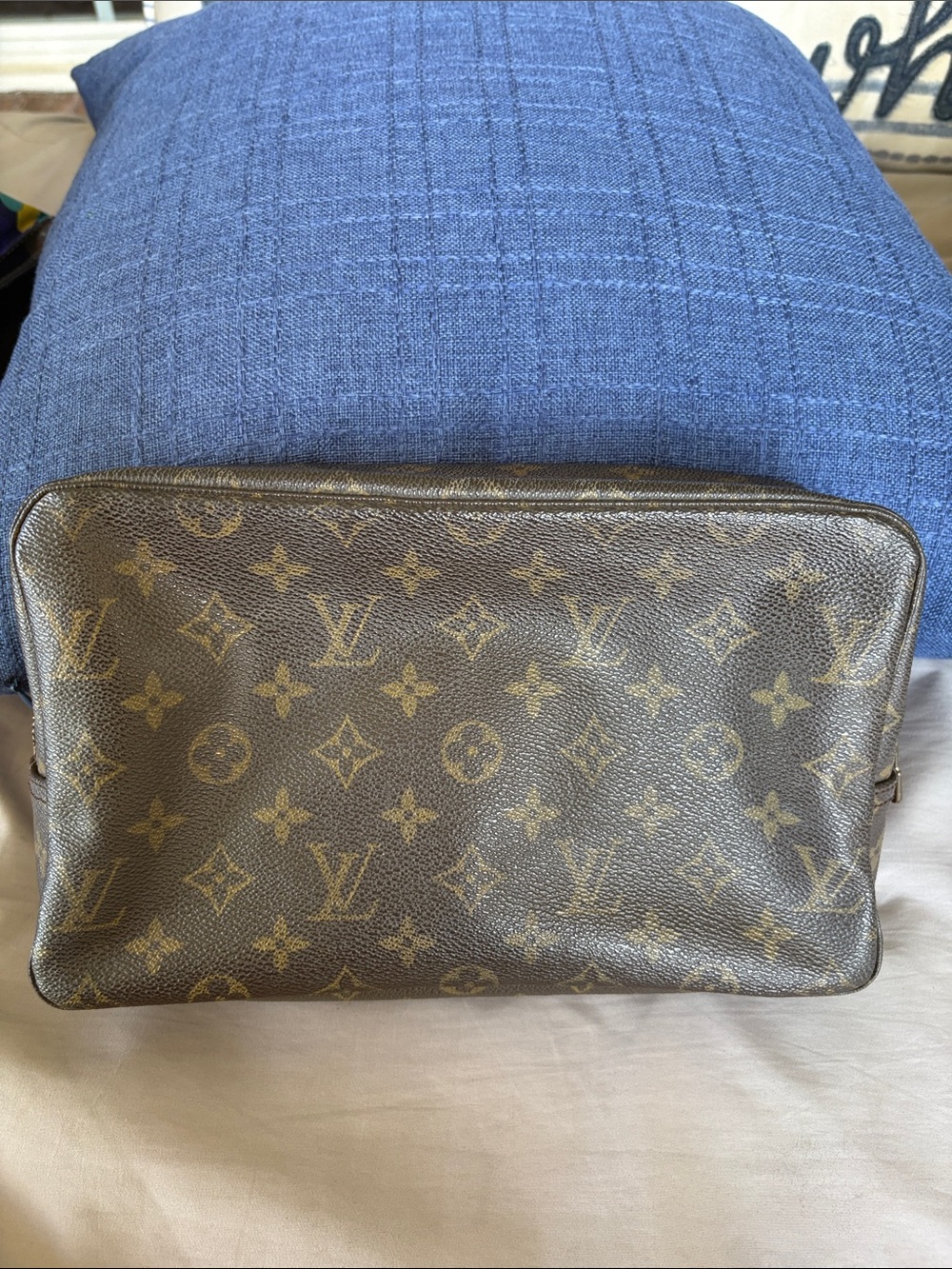 Louis Vuitton Vintage Monogram Trousse Toilette 28 Cosmetic Bag Pouch NO STICKY